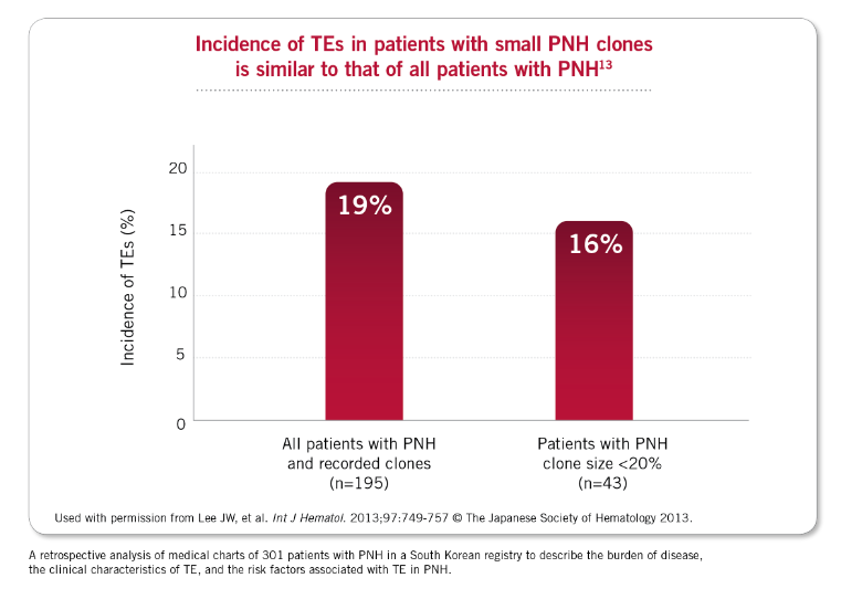 Incidence of TEs in patients with small PNH clones is similar to that of all patients with PNH13